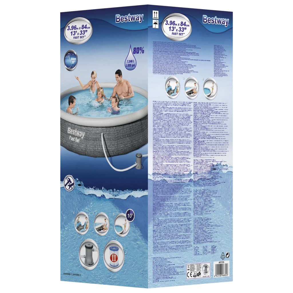 Bestway Conjunto piscina insuflável Fast Set com bomba 396x84 cm