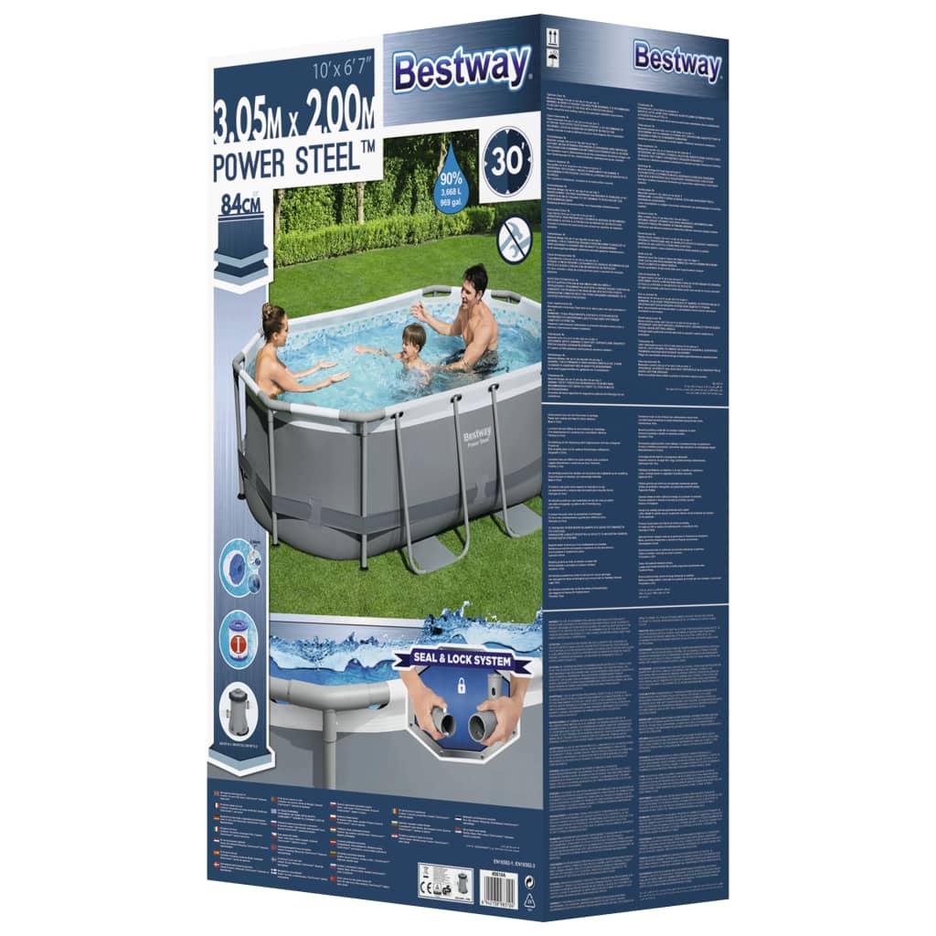 Bestway Piscina acima do solo oval Power Steel 305x200x84 cm