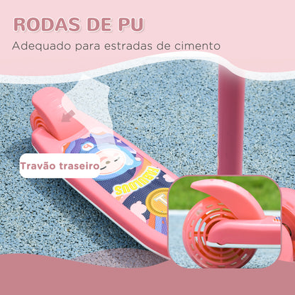 AIYPLAY Trotinete para Crianças de 2-6 Anos Trotinete Infantil Dobrável Trotinete com 3 Rodas LED Altura Ajustável Carga 25 kg 52x29x63-76 cm Rosa