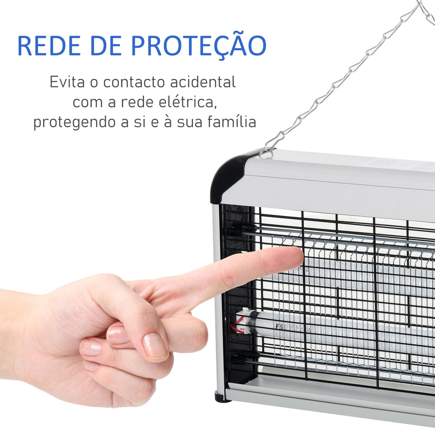 Outsunny Lâmpada Anti-Mosquitos Elétrica 30W Mata Mosquitos Elétrico com Luz UV Efeito 60 m² para Jardim Terraço Pátio 48,5x8,5x26,5 cm Prata