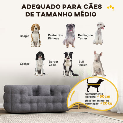 PawHut Cama para Cães Médios Cama para Animais de Estimação com 2 Almofadas Cama para Cães com Base Antiderrapante Capa Amovível e Lavável 90x60x35 cm Cinza