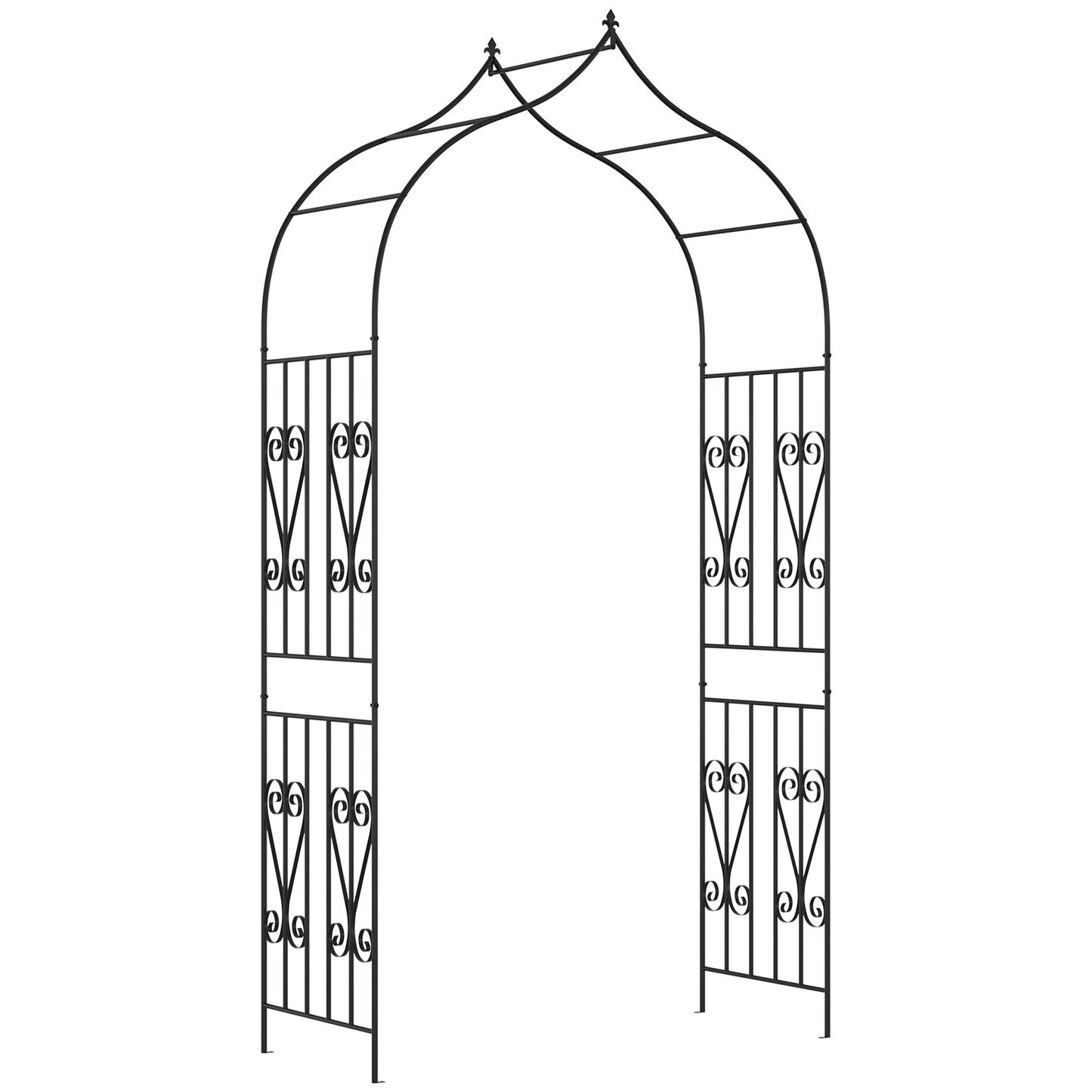 Outsunny Arco de Jardim de Metal Arco de Jardim para Plantas Trepadeiras Exterior Pátio 140x60x265 cm Preto