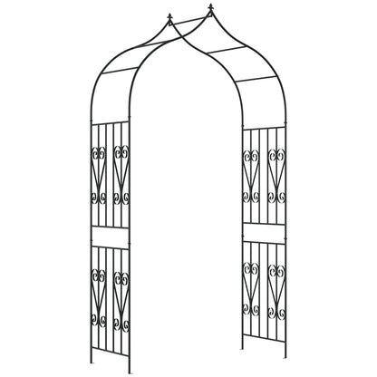 Outsunny Arco de Jardim de Metal Arco de Jardim para Plantas Trepadeiras Exterior Pátio 140x60x265 cm Preto