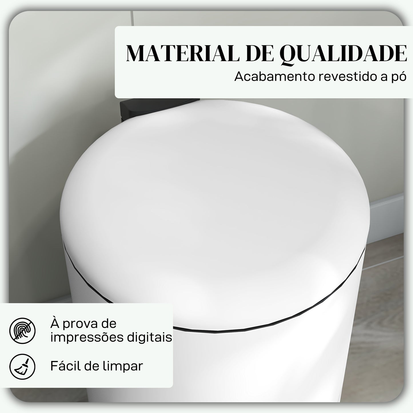 HOMCOM Balde de Lixo para Cozinha 20L Cubo de Lixo com Pedal Tampa com Fechamento Suave e Cubo Amovível para Escritório Estúdio Creme