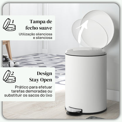 HOMCOM Balde de Lixo para Cozinha 20L Cubo de Lixo com Pedal Tampa com Fechamento Suave e Cubo Amovível para Escritório Estúdio Creme