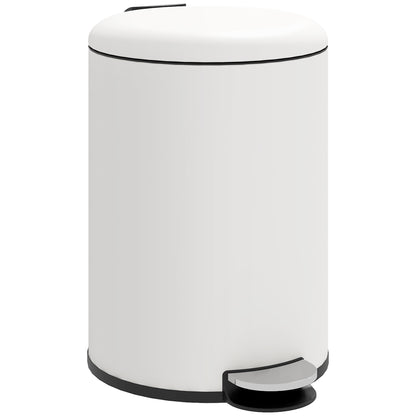 HOMCOM Balde de Lixo para Cozinha 20L Cubo de Lixo com Pedal Tampa com Fechamento Suave e Cubo Amovível para Escritório Estúdio Creme