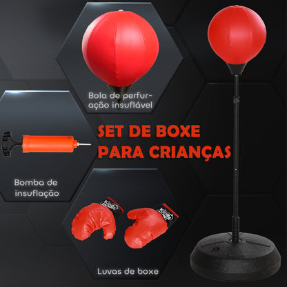 AIYAPLAY Punching Ball para Crianças acima de 5 anos Kit de Boxe para Crianças com Luvas de Boxe Altura Ajustável 122,5-147 cm e Base Preenchível Vermelho