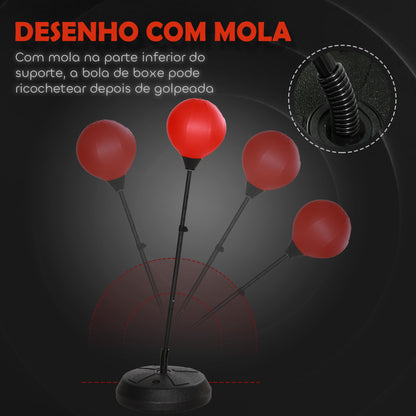 AIYAPLAY Punching Ball para Crianças acima de 5 anos Kit de Boxe para Crianças com Luvas de Boxe Altura Ajustável 122,5-147 cm e Base Preenchível Vermelho