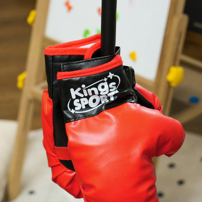 AIYAPLAY Punching Ball para Crianças acima de 5 anos Kit de Boxe para Crianças com Luvas de Boxe Altura Ajustável 122,5-147 cm e Base Preenchível Vermelho