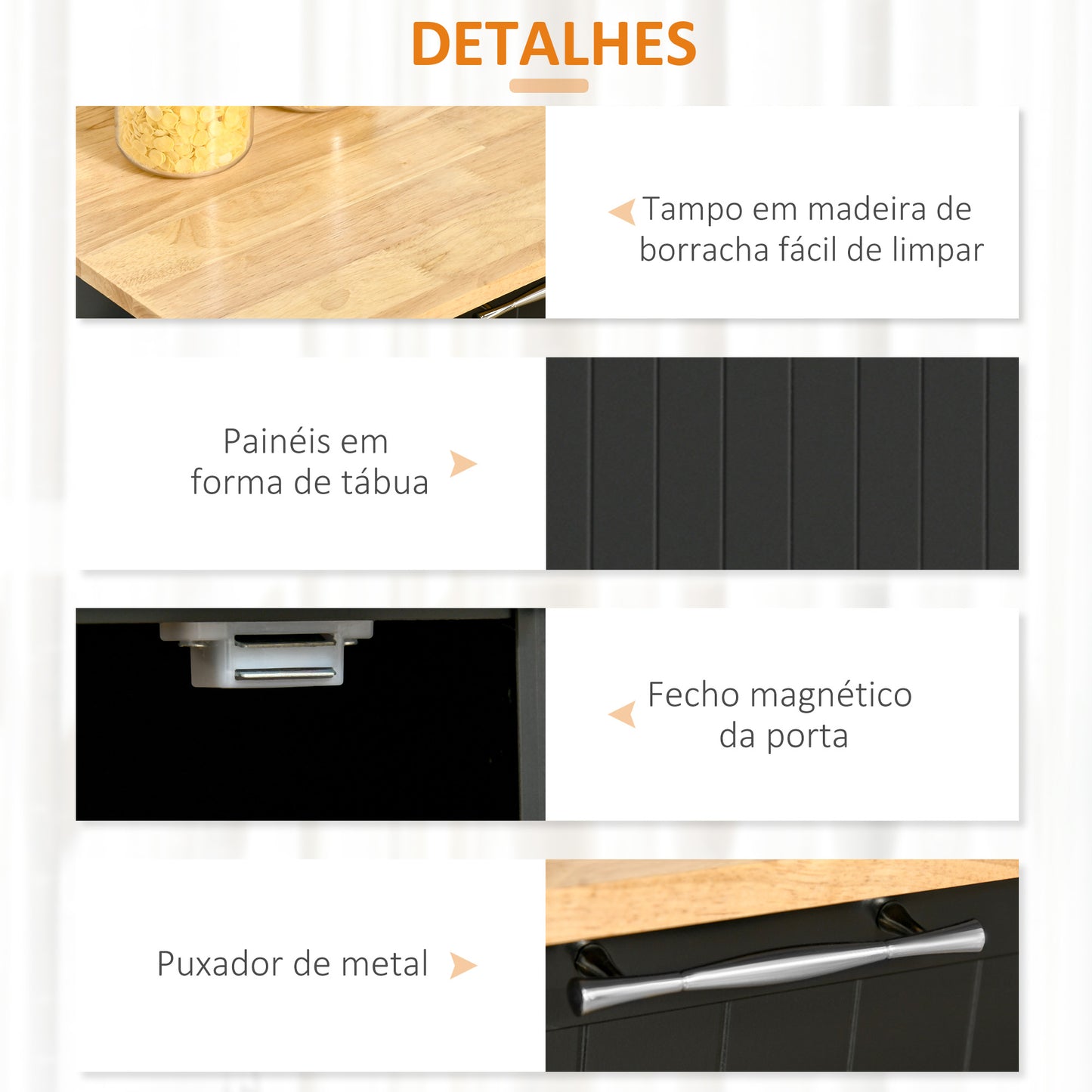 Ilha / Carrinho de Cozinha com Rodas Móvel Auxiliar de Cozinha com 2 Gavetas 2 Portas Prateleira Ajustável e Suporte para Guardanapos para Sala de Jantar Sala de Estar 104x46x91 cm Preto