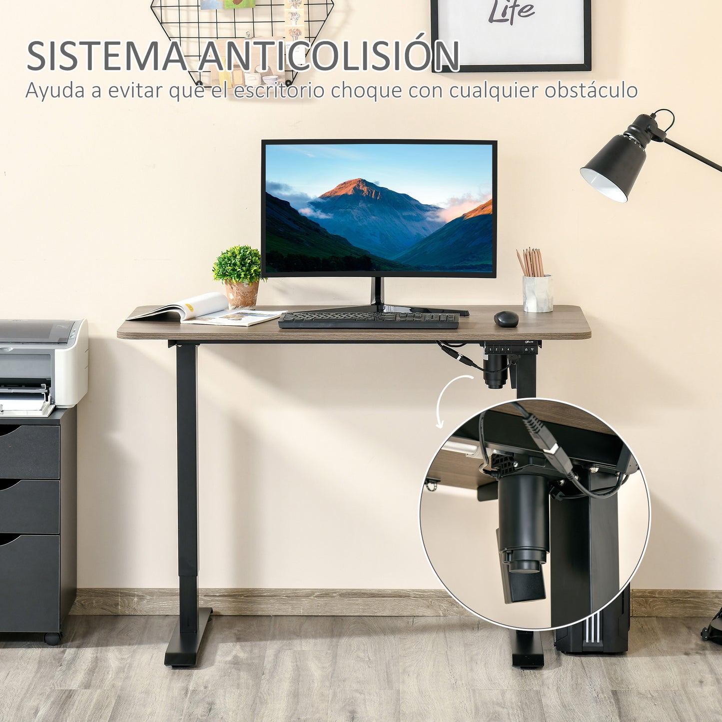 Vinsetto Secretária elétrica de pé Mesa ajustável em altura para escritório com 4 teclas de memória automática inteligente 120x60x72-116 cm moldura preto