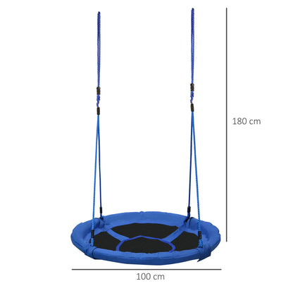 HOMCOM Baloiço para Criança tipo Ninho Baloiço Infantil Redondo acima de 3 Anos Carga Máx. 100 kg Interior e Exterior Ø100x180 cm Azul