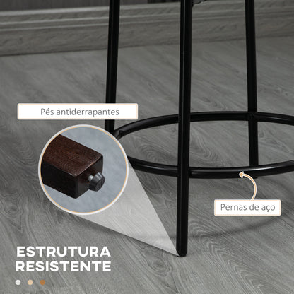 HOMCOM Conjunto de 2 Bancos Altos de Cozinha em Borrego Bancos Altos sem Encosto Carga 120 kg para Bar Sala de Jantar Ø43x62 cm Branco