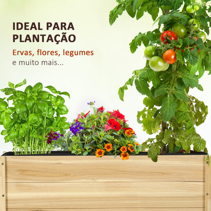 Outsunny Floreira de Madeira com Rodas Floreira de Jardim para Cultivo com Orifícios de Drenagem e Tecido não Tecido para Cultivos de Flores Plantas em Exterior Varanda 89x48x47 cm Madeira