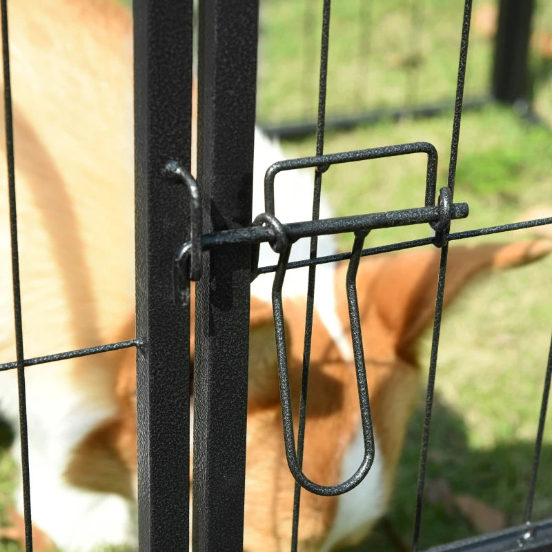 Parque para animais de estimação com 8 Varas Dobrável com Porta e Dupla Trava 79x79cm Preto