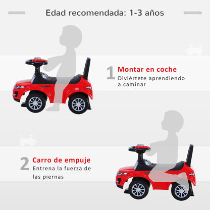 HOMCOM Quad andarilhos Carro Infantil sem Pedais para Bebê Estilo de Carreira de Andador de Brinquedo com Alto-falante 60x38x42cm Vermelho