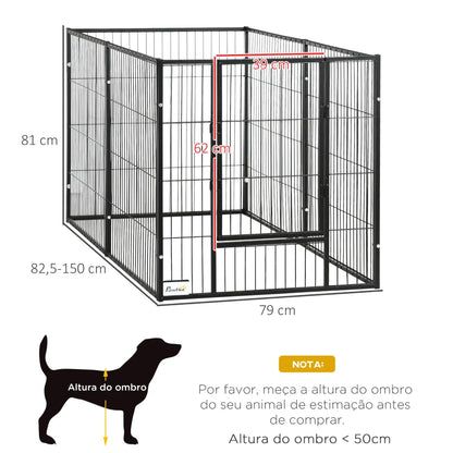 Parque para Cães de 6 Painéis Gaiola de Metal para Animais de Estimação com Largura Ajustável e Estrutura de Aço 82,5-150x79x81 cm Preto