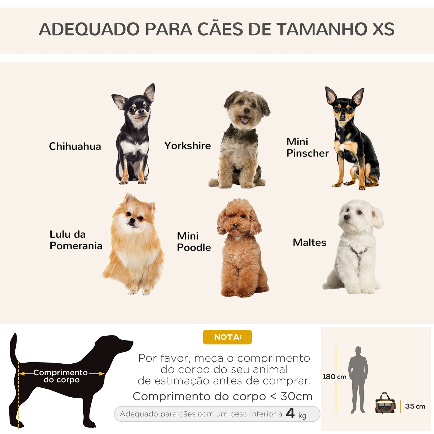 PawHut Transportadora para Cães e Gatos Bolsa de Transporte Animais de Estimação Dobrável com Almofada Suave e 2 Correias de Ombro para Carro Avião Viajem 50,5x33,5x35cm Marrom