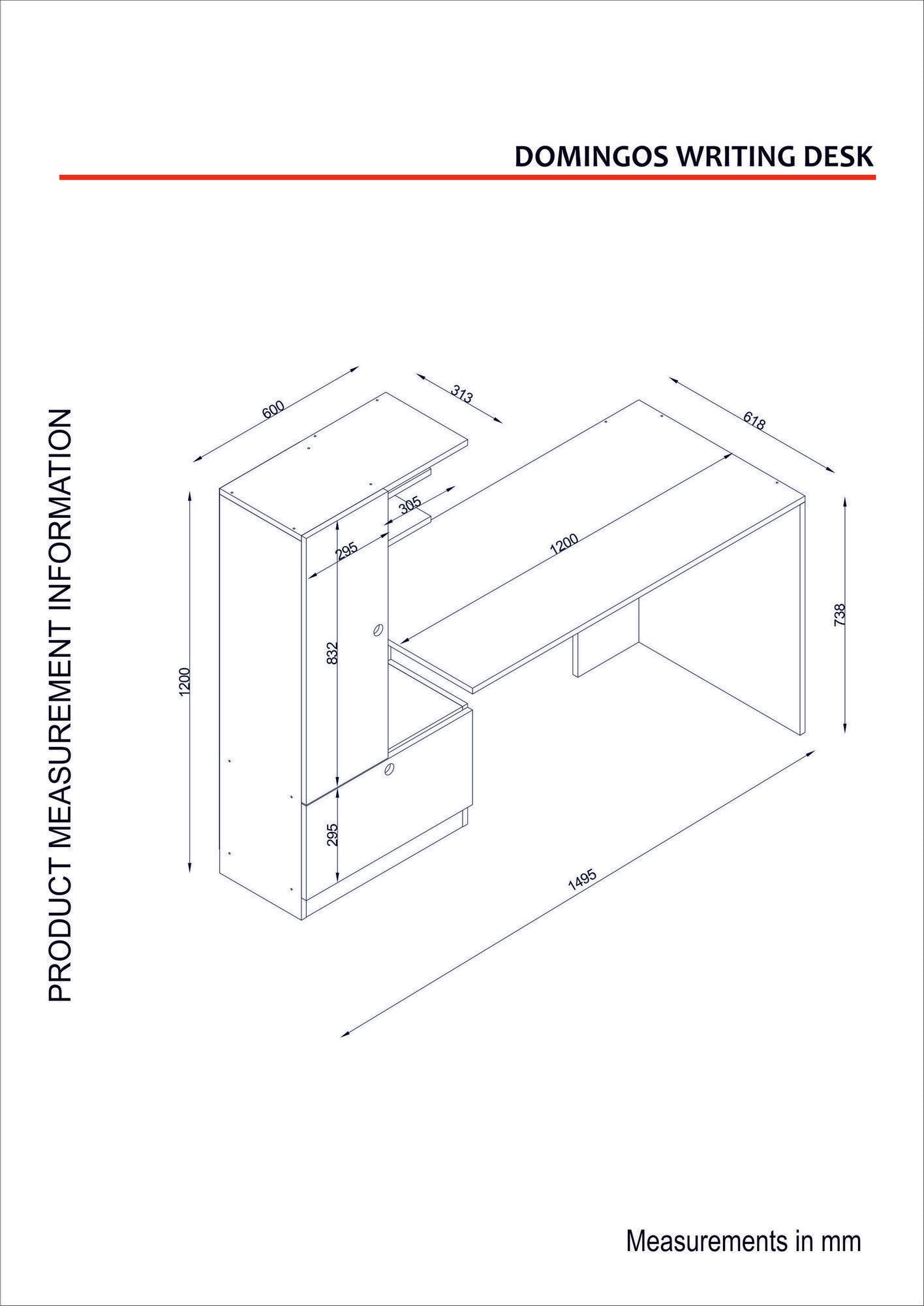 Secretária "Oslo" com Estante - Branco - 149.5x140x61.8 cm - Design Escandinavo