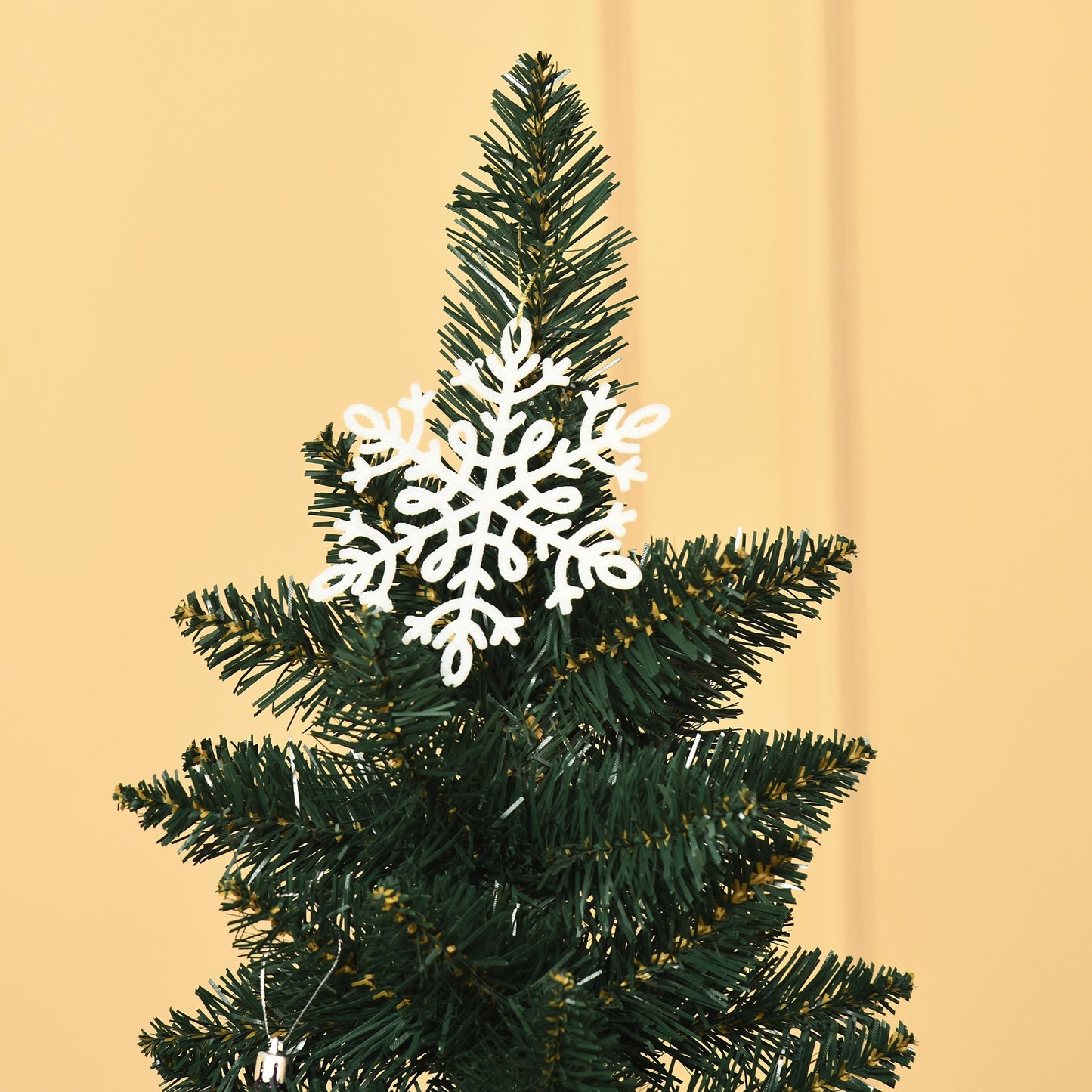 Árvore de Natal Artificial Altura 180cm com 380 Ramos de Folhas de PVC Ignífugos Base Dobrável e Suporte Metálico Decoração de Natal para Interiores Ø56x180cm Verde