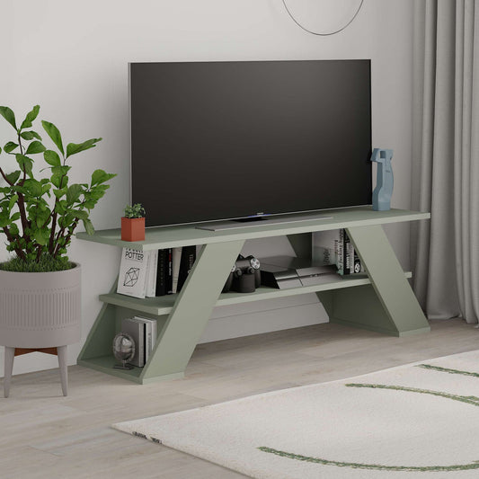 Móvel de TV "Luna" – Verde Acizentado – 120 x 40 x 33,5 cm – Design Moderno