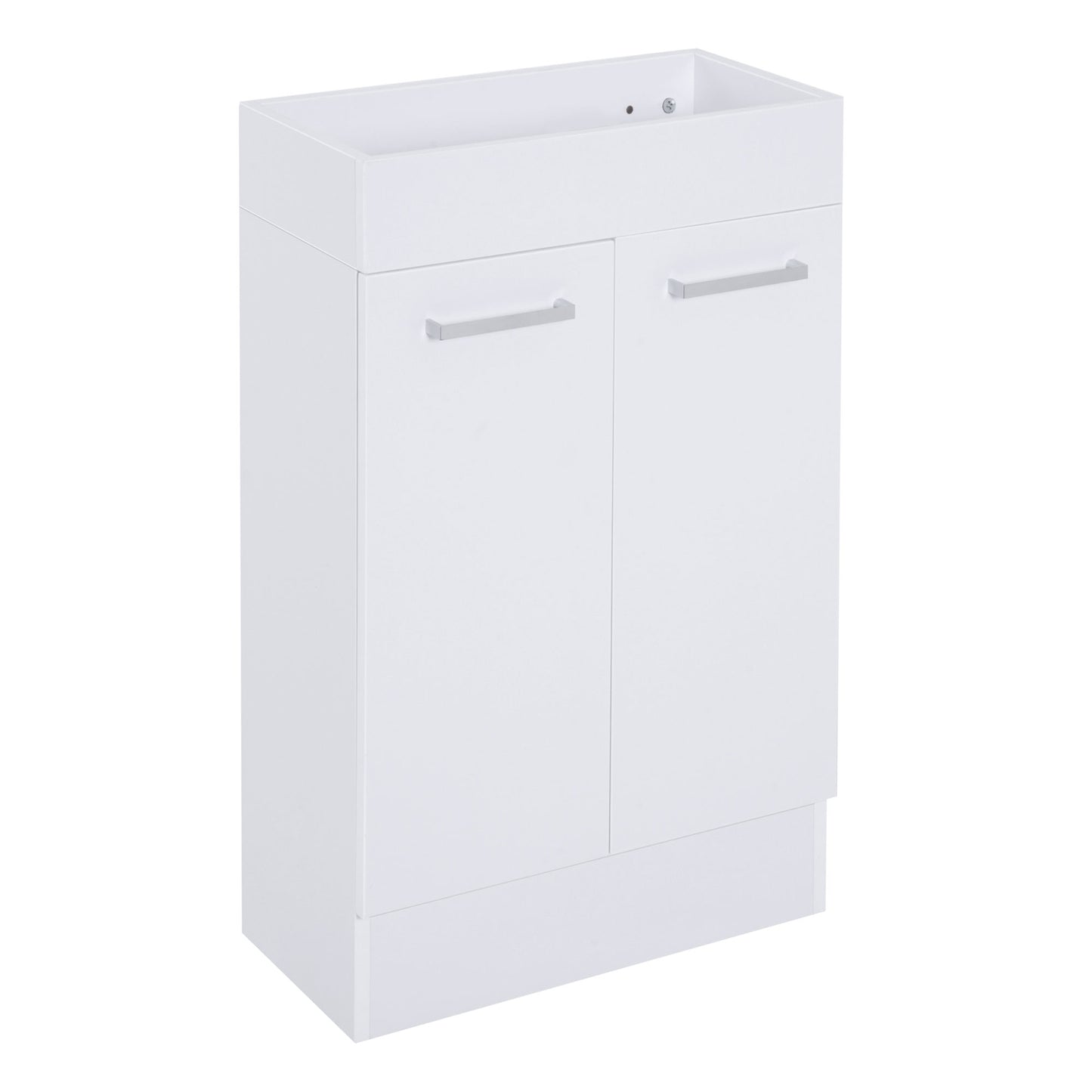 kleankin Móvel de Casa de Banho com Lavatório Cerâmico Móvel de Casa de Banho de Parede com 2 Portas Estilo Moderno Carga 50 kg 50x86x25 cm Branco