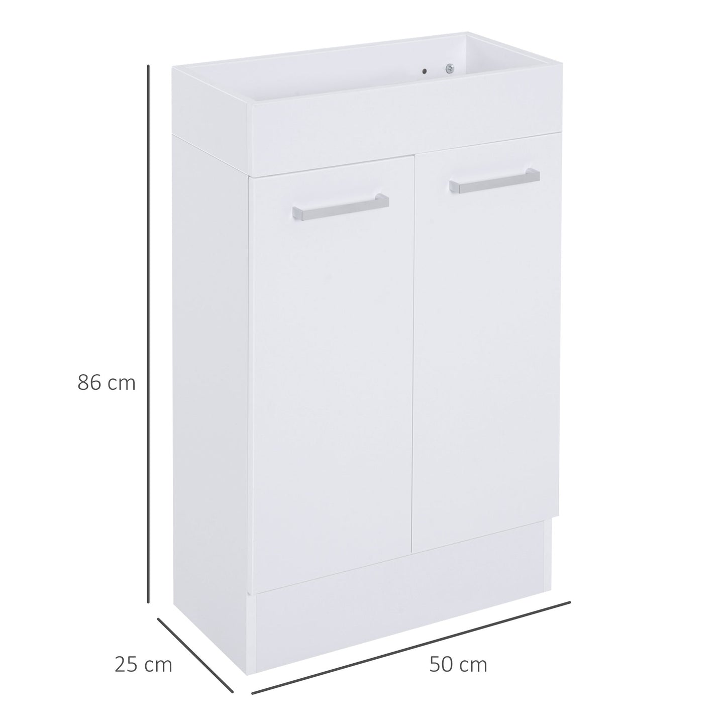 kleankin Móvel de Casa de Banho com Lavatório Cerâmico Móvel de Casa de Banho de Parede com 2 Portas Estilo Moderno Carga 50 kg 50x86x25 cm Branco