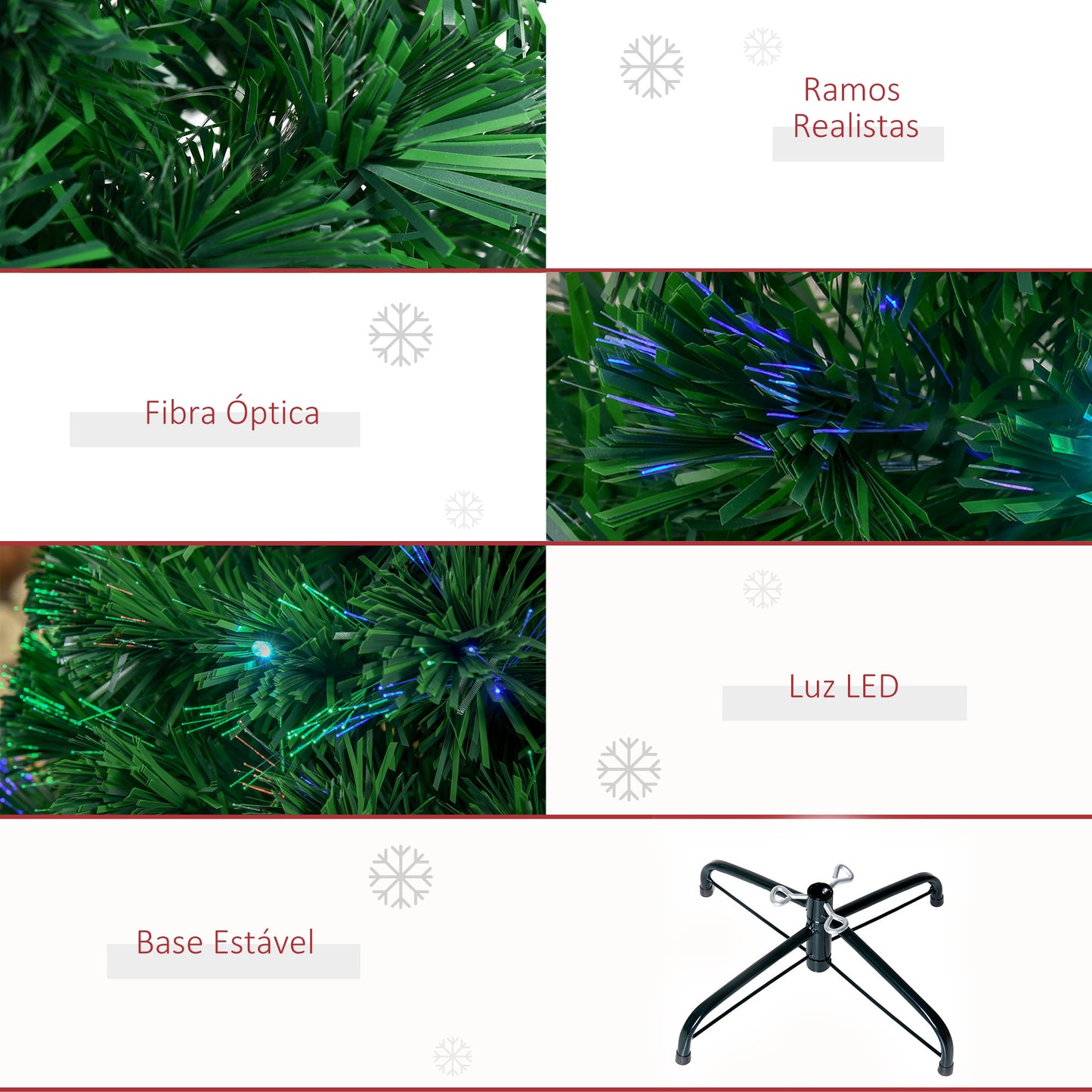 HOMCOM Árvore de Natal Artificial 90cm Árvore de Natal com 12 Luzes LED 3 Cores e 90 Ramos PVC Decoração de Natal Verde