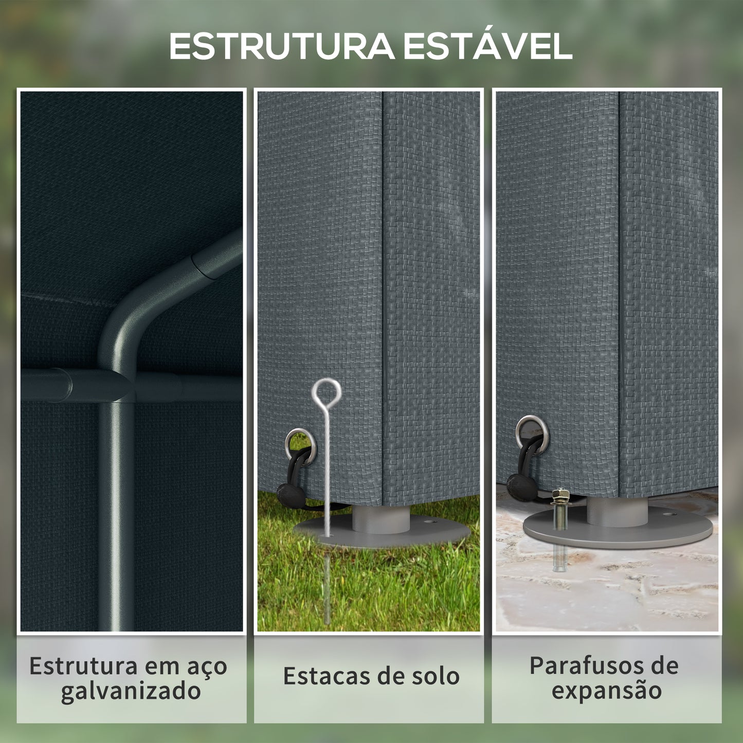 Outsunny Abrigo para Ferramentas Bicicletas e Motos 1,6x2,2x1,7 cm Garagem Portátil com 2 Habitações Porta com Fecho de Correr Impermeável Anti-UV para Jardim Cinza Escuro