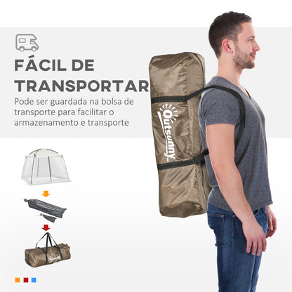 Outsunny Tenda de Jardim 3x3 m Tenda para 6-8 Pessoas com 4 Mosquiteiras e 2 Portas Proteção UV50+ Inclui Bolsa de Transporte para Pátio Exterior Branco