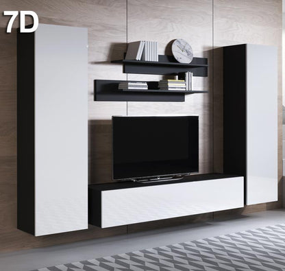 Conjunto de muebles Leiko 7D negro y blanco (2,6m)