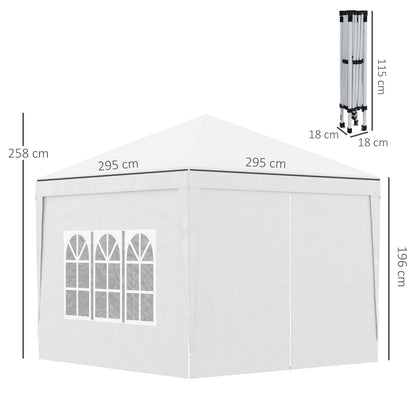 Outsunny Conjunto de Tenda Inclui 1 Tenda Dobrável 3x3 m Impermeável com 4 Paredes Removíveis e 2 Paredes Laterais 3x2 m para Tenda de 3x3 m ou 3x6 m Branco