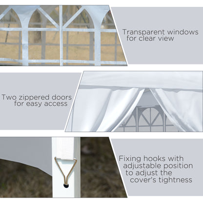 Outsunny Conjunto de Tenda Inclui 1 Tenda Dobrável 3x3 m Impermeável com 4 Paredes Removíveis e 2 Paredes Laterais 3x2 m para Tenda de 3x3 m ou 3x6 m Branco