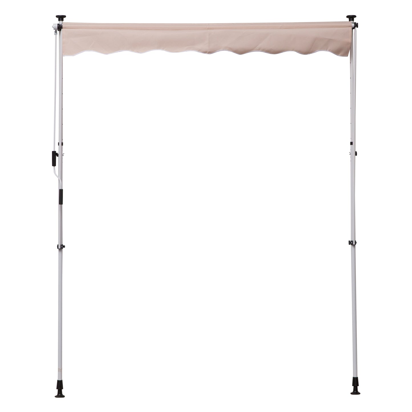 Outsunny Toldo Manual Retrátil 200x150 cm com Manivela de Alumínio Ângulo Ajustável Proteção Solar para Varanda Jardim Pátio Bege