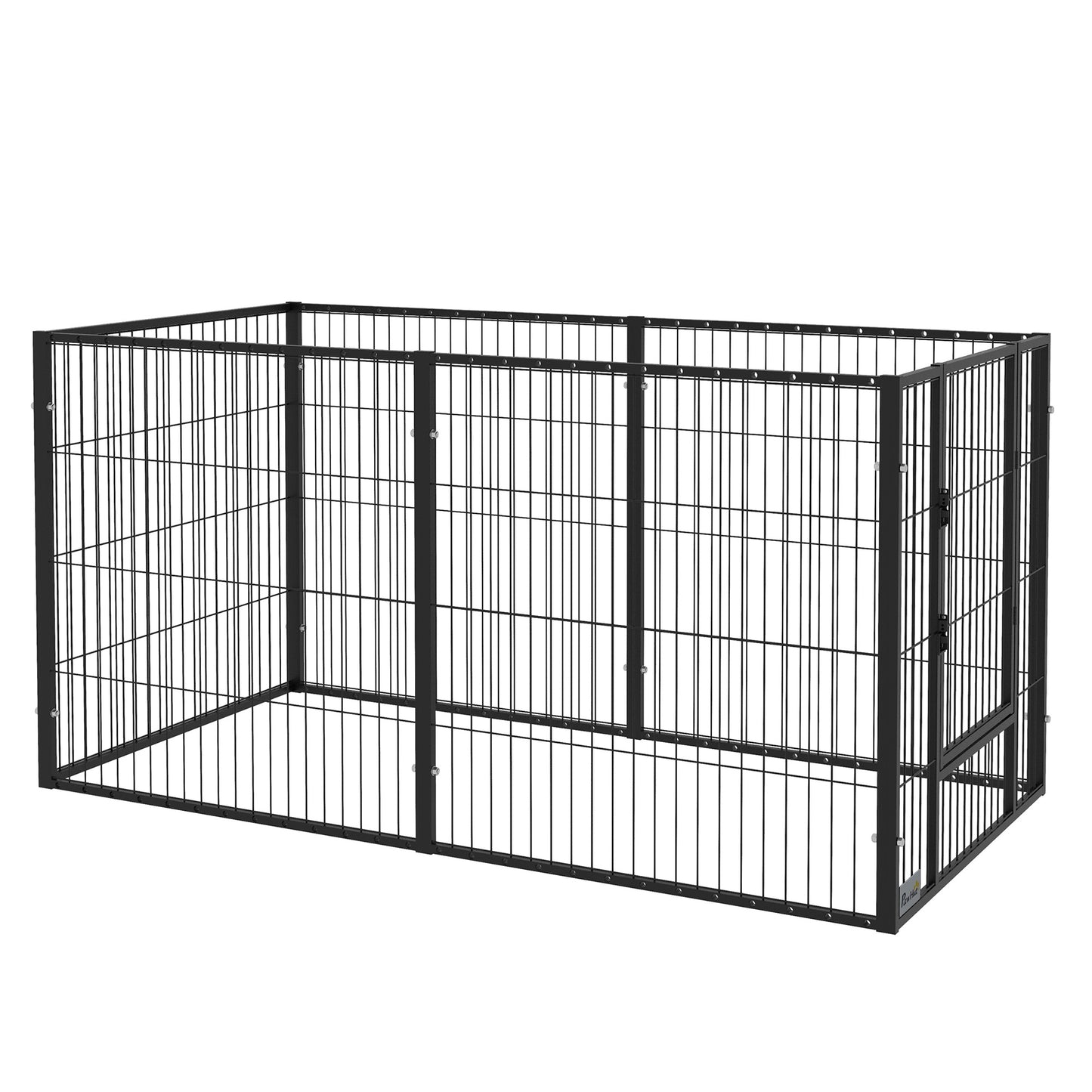 Parque para Cães de 6 Painéis Gaiola de Metal para Animais de Estimação com Largura Ajustável e Estrutura de Aço 82,5-150x79x81 cm Preto