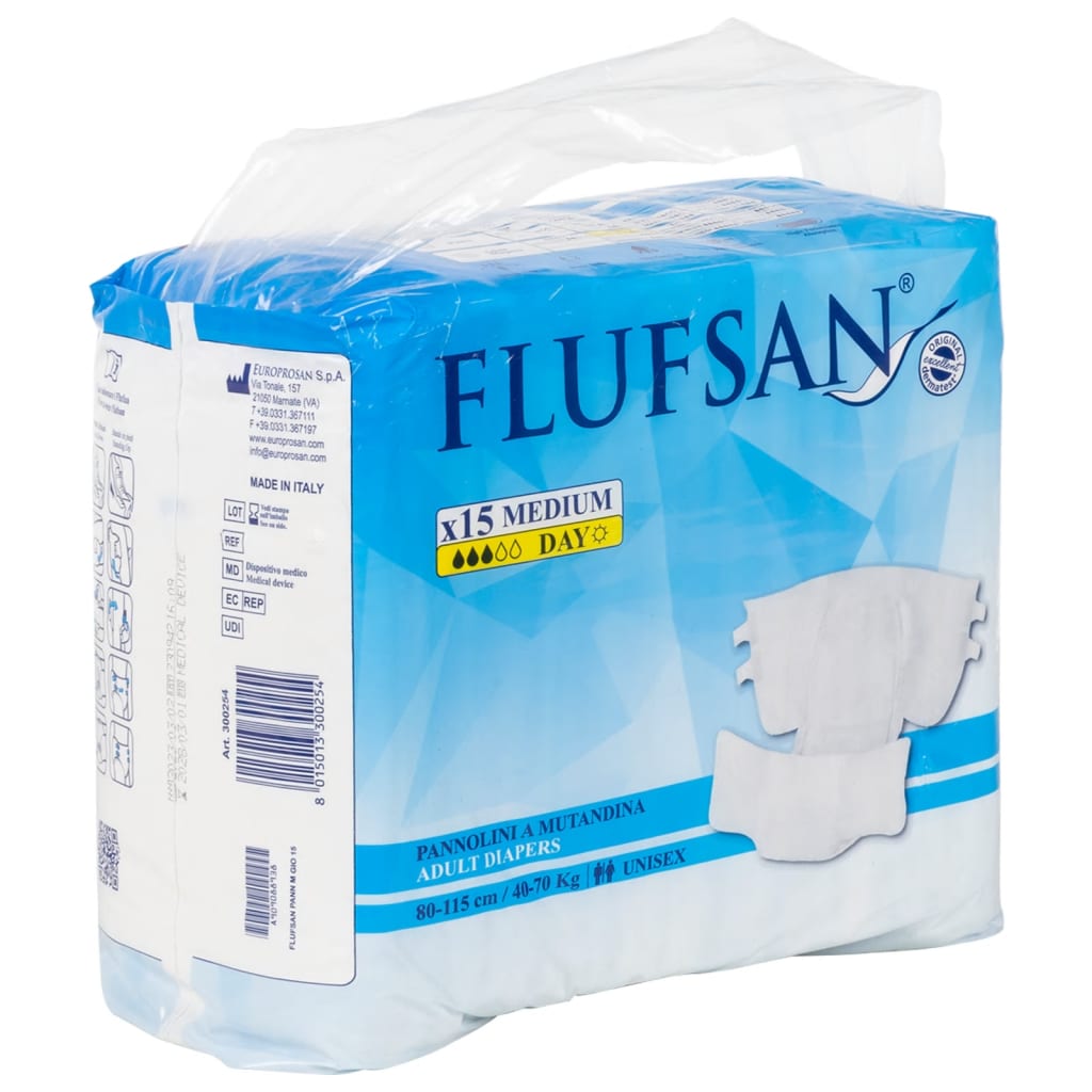 Flufsan Fraldas descartáveis para adultos 15 pcs tamanho M