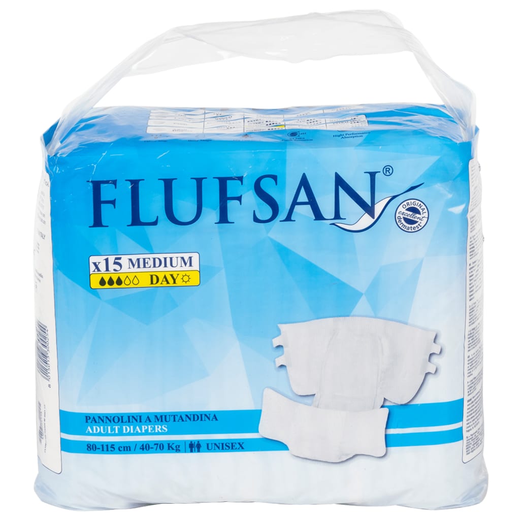 Flufsan Fraldas descartáveis para adultos 15 pcs tamanho M