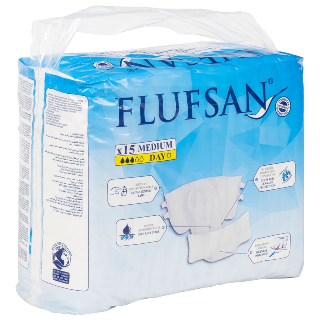 Flufsan Fraldas descartáveis para adultos 15 pcs tamanho M