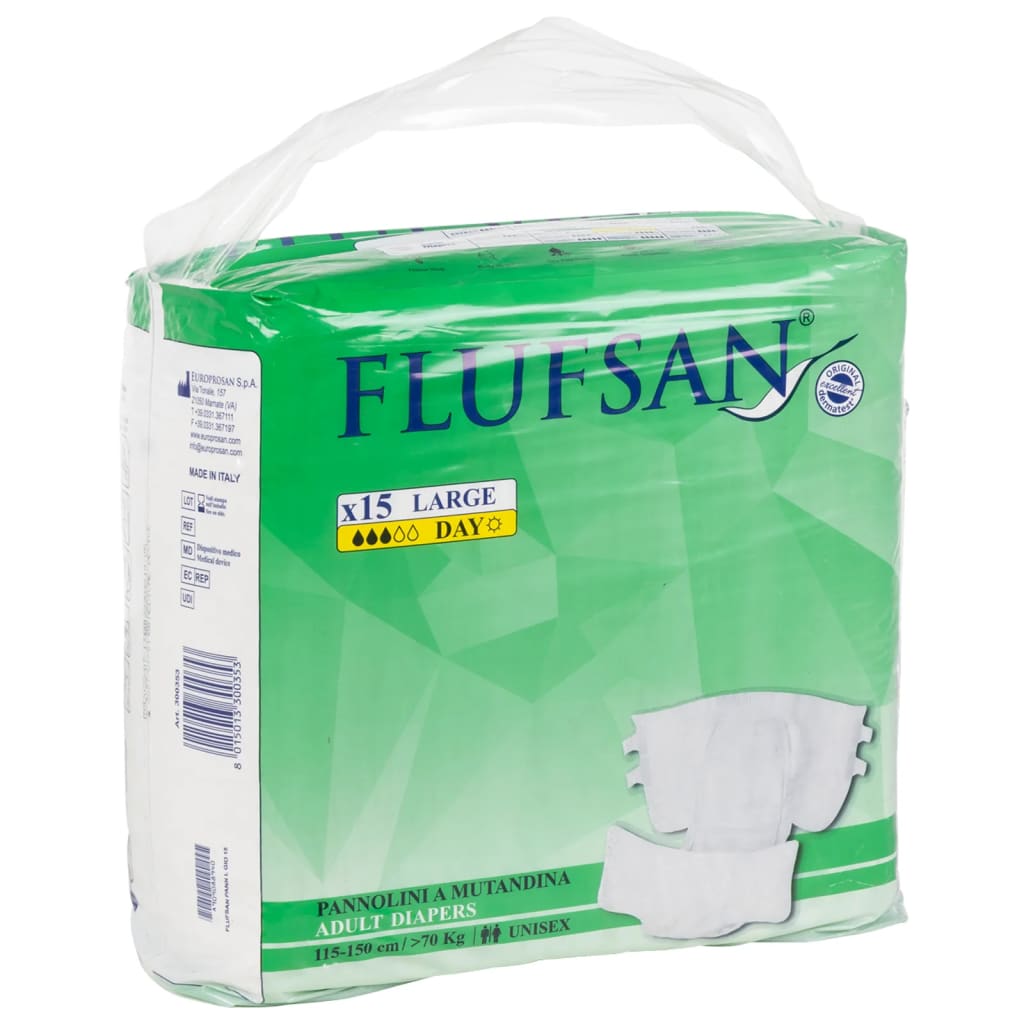 Flufsan Fraldas descartáveis para adultos 15 pcs tamanho L