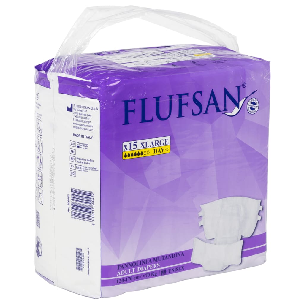 Flufsan Fraldas descartáveis para adultos 15 pcs tamanho XL