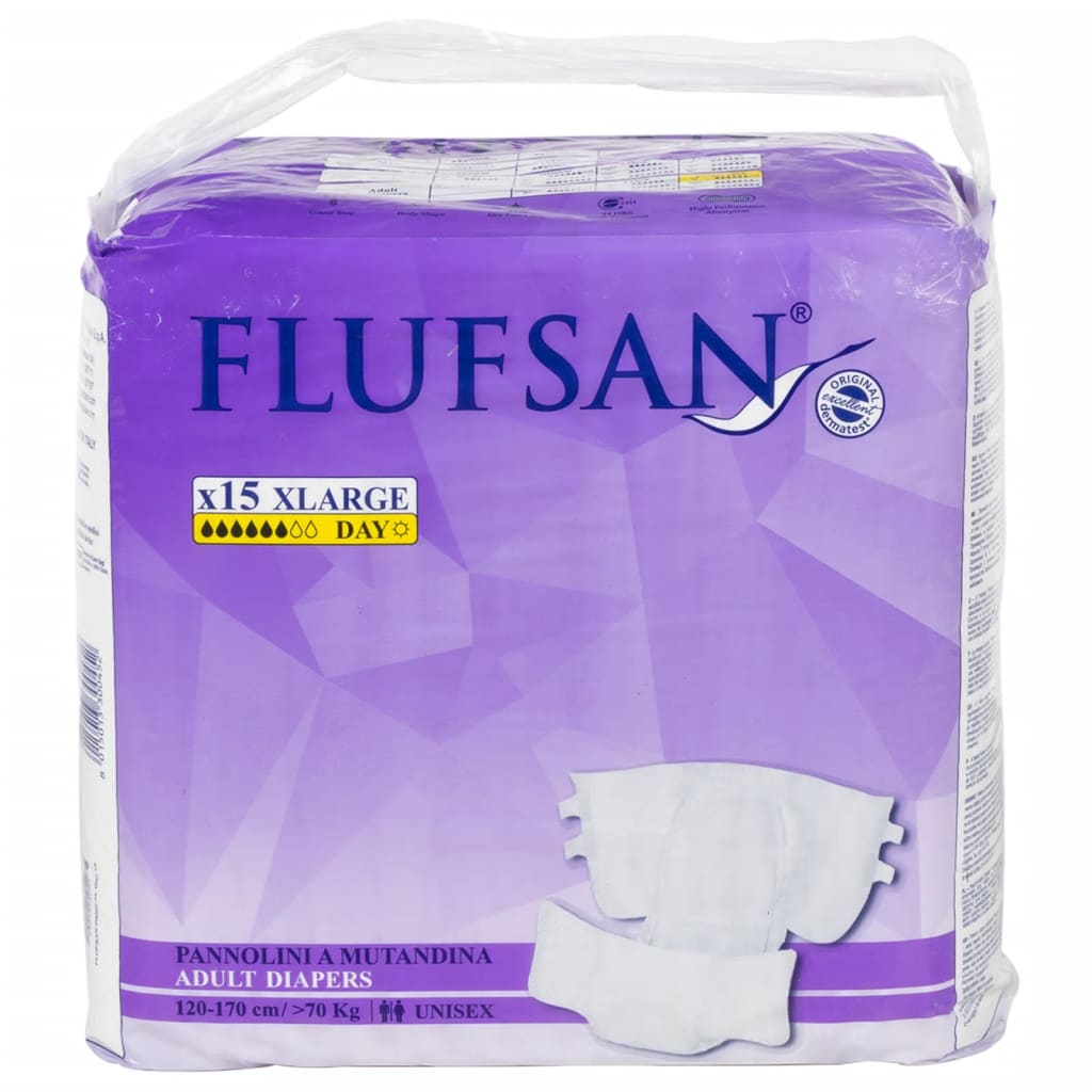 Flufsan Fraldas descartáveis para adultos 15 pcs tamanho XL