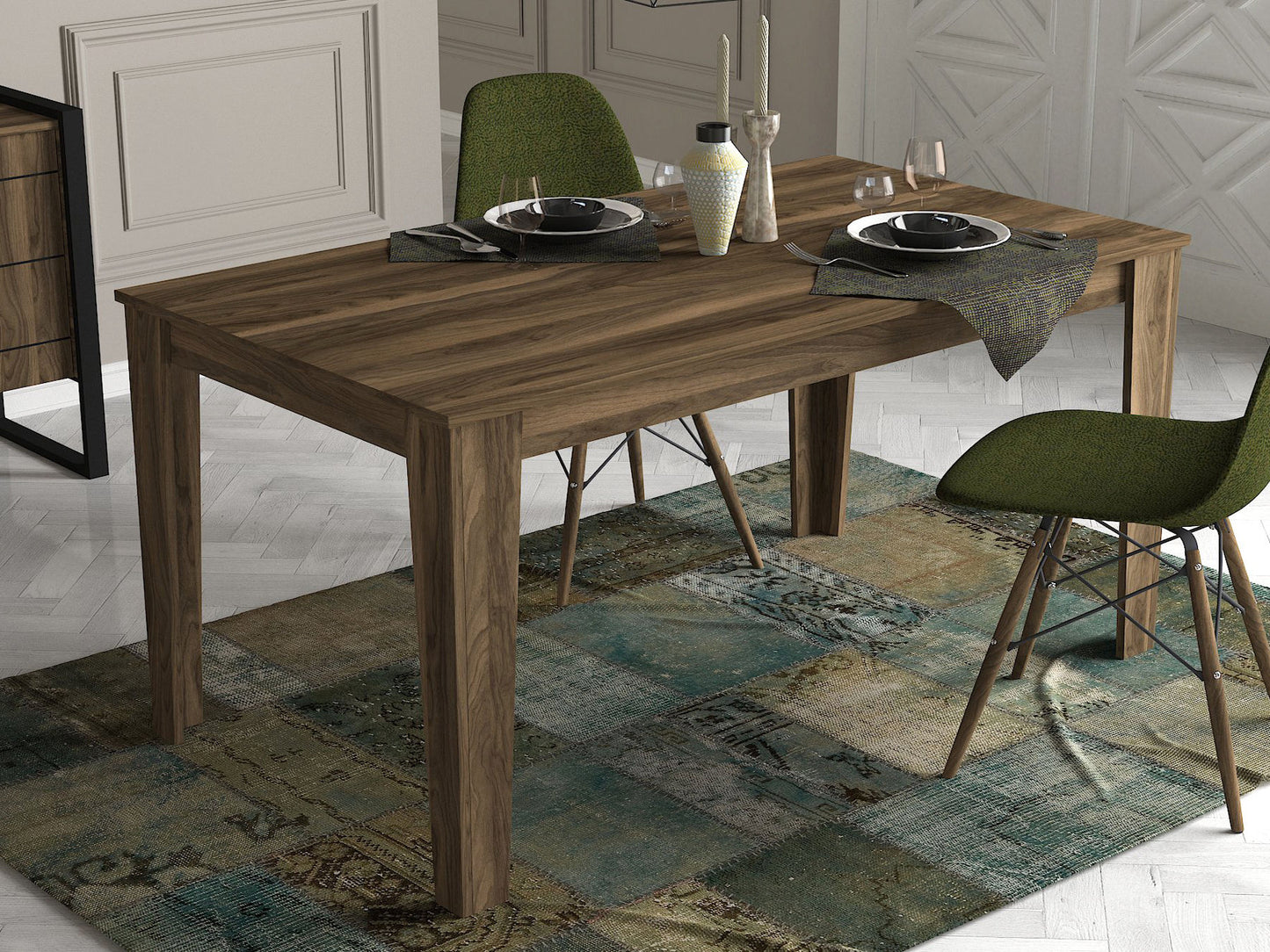 Mesa de Jantar "Costa" – 145x85x76.2 cm – Cor Noz – Design Rústico