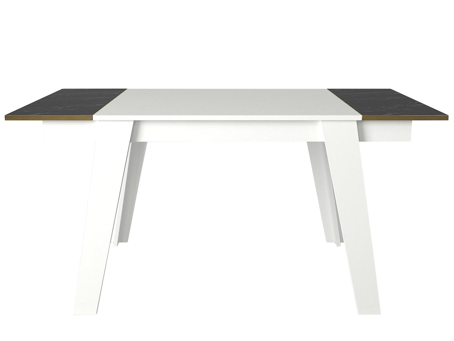 Mesa de Jantar "Ravenna" – 148.5x85x76.2 cm – Branco, Dourado e Preto Mármore – Design Moderno