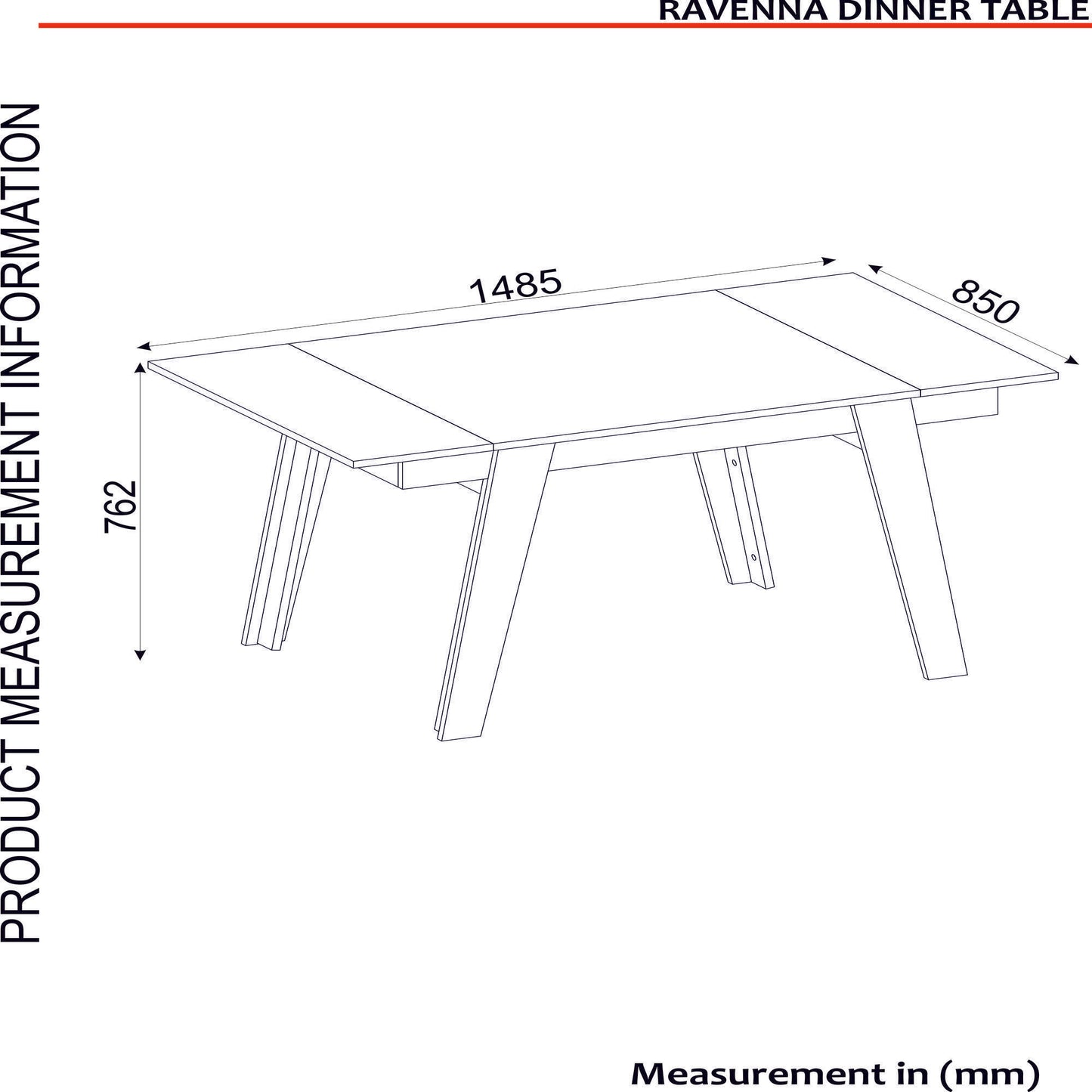 Mesa de Jantar "Ravenna" – 148.5x85x76.2 cm – Branco, Dourado e Preto Mármore – Design Moderno