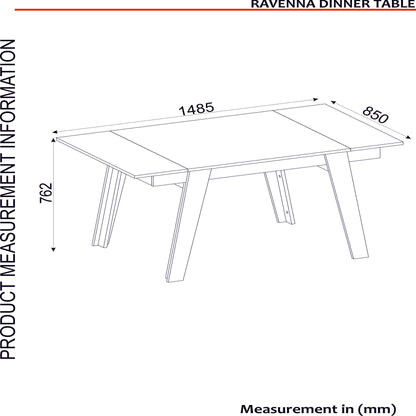 Mesa de Jantar "Ravenna" – 148.5x85x76.2 cm – Branco, Dourado e Preto Mármore – Design Moderno