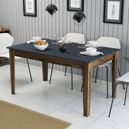 Mesa de Jantar "Milano" com Arrumação – 145x88x75 cm – Nogueira e Antracite – Design Moderno