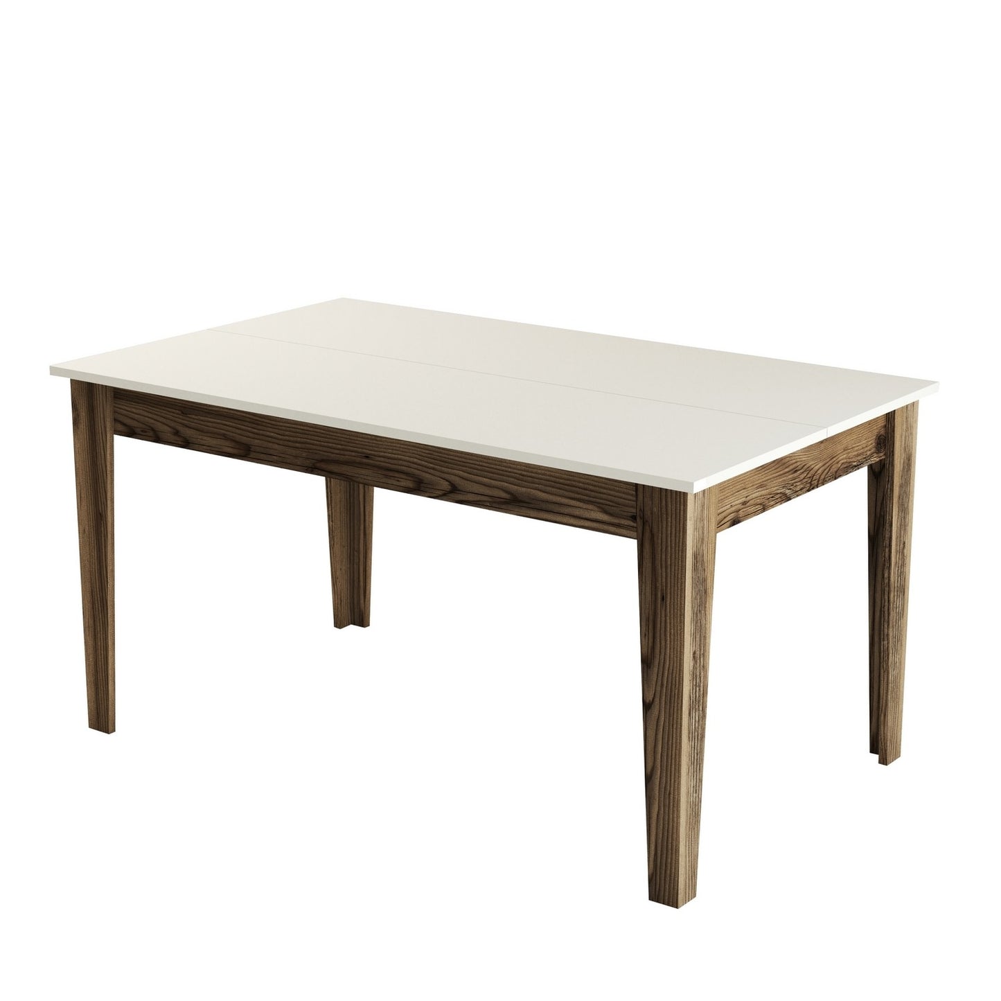 Mesa de Jantar "Milano" com Arrumação – 145x88x75 cm – Nogueira e Creme – Design Moderno