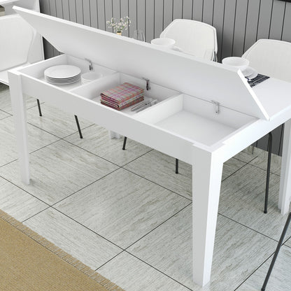 Mesa de Jantar "Milano" com Arrumação – 145x88x75 cm – Branco – Design Moderno