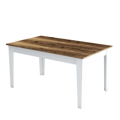 Mesa de Jantar "Milano" com Arrumação – 145x88x75 cm – Branco e Nogueira – Design Moderno