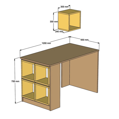 Secretária de Estudo e Trabalho "Évora" - Nogueira e Branco - 120x75x65 cm - Design Moderno